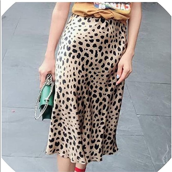 Leopard Midi Skirt high elastic waist - Picture 4 of 8